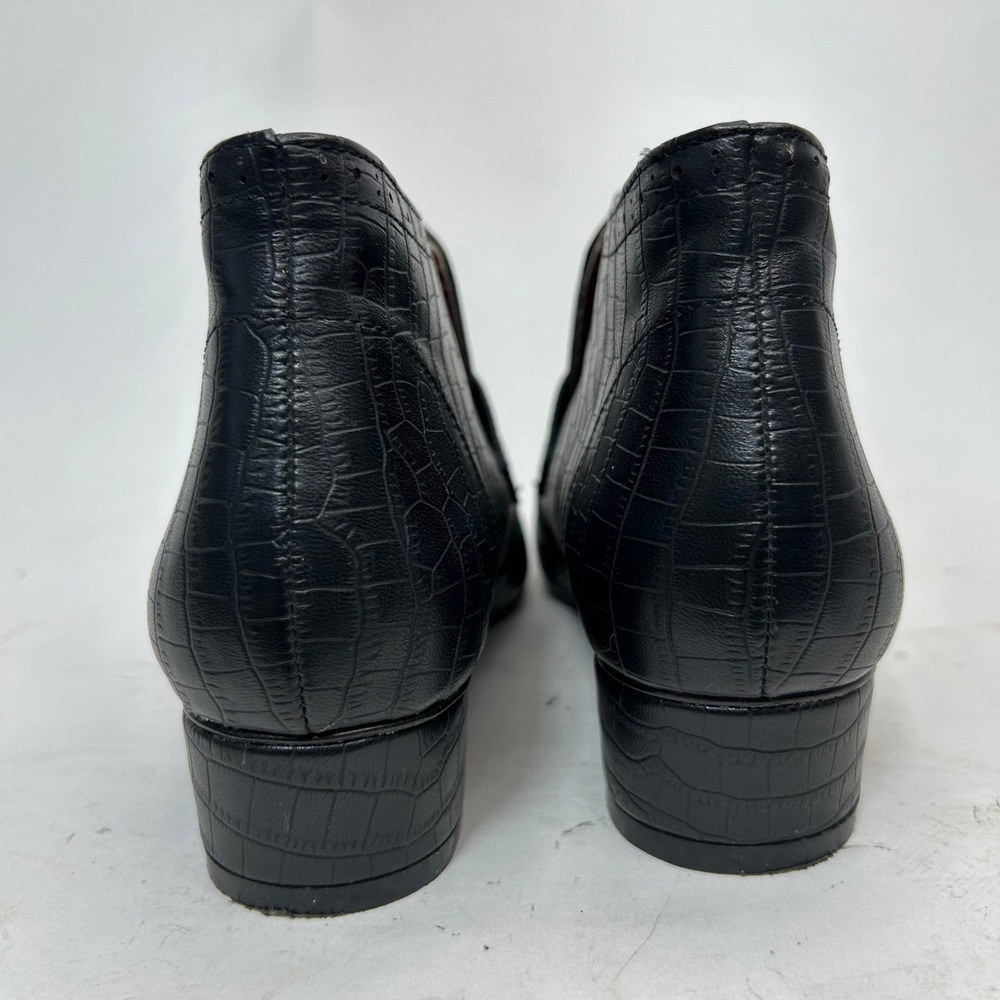 BAIT Madeline Mod Bootie Black Croc Embossed Monk Strap Ankle Boots Retro Size 7 - Picture 5 of 11
